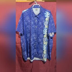 Hardaddy Blue Floral Men's Hawaiian Style Button Up Short Sleeve Shirt 3xl